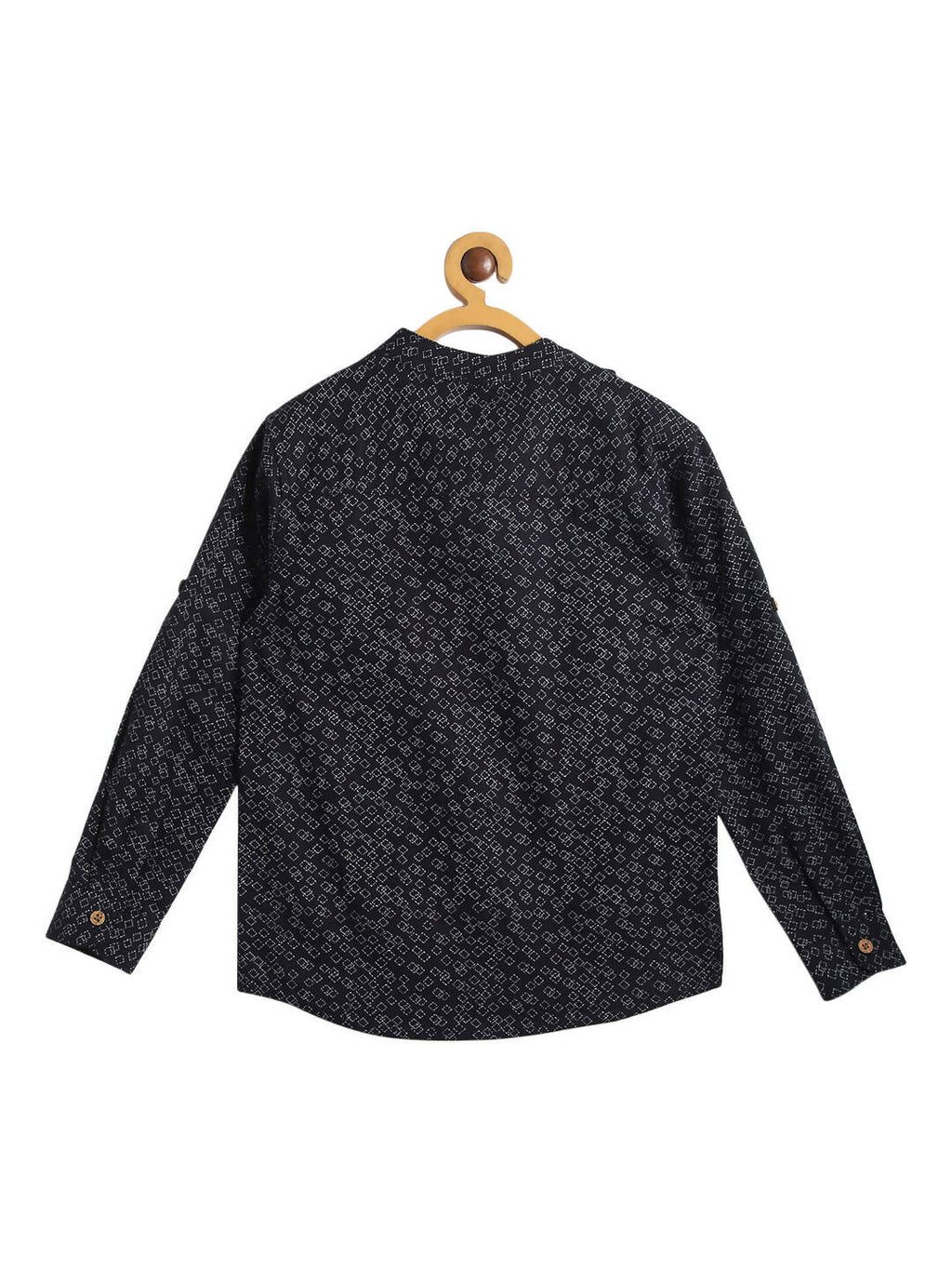 Manet Ethnic Full Sleeves Triangel Printed Shirt - Black