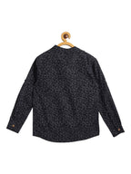 Manet Ethnic Full Sleeves Triangel Printed Shirt - Black
