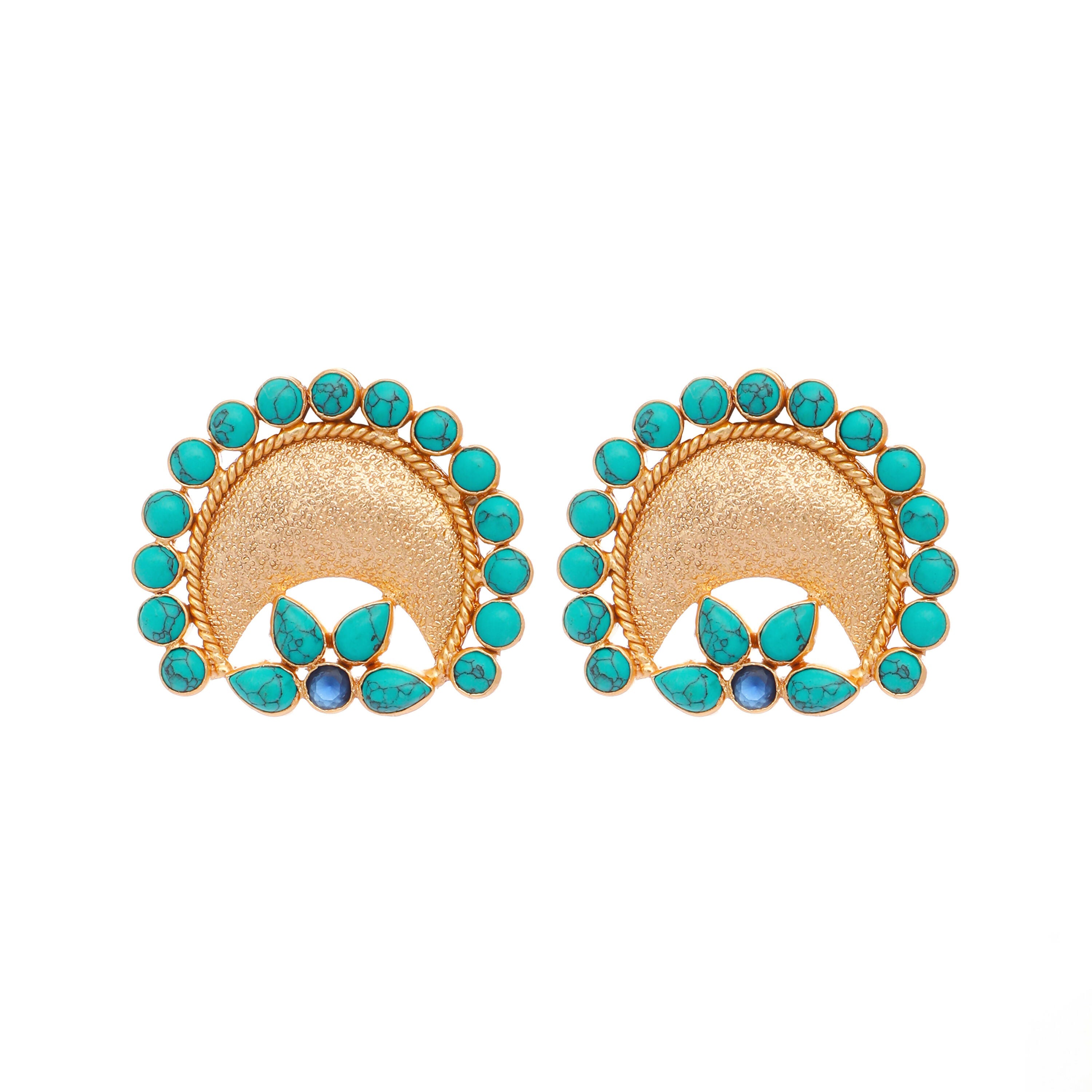 Nuyug Turquoise Crescent Earrings - Distacart
