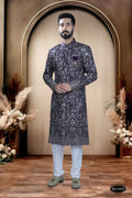 Joban Fashion Men's Wine Base ( Pink & Blue ) TR Kurta with Pyjama