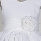 Asmaani Baby Girl's White Colour Satin A-Line Maxi Full Length Dress (AS-DRESS-22170)