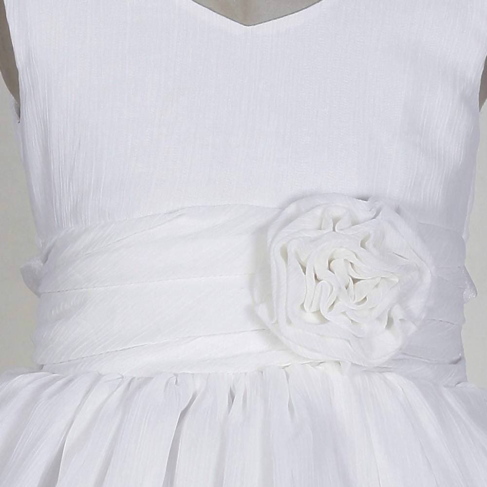 Asmaani Baby Girl's White Colour Satin A-Line Maxi Full Length Dress (AS-DRESS-22170)