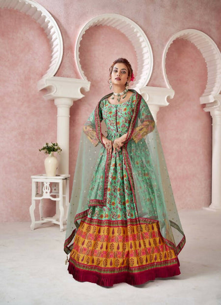 Everywhere Designer Green Dola Silk Gown With Dupatta - Anbazaar