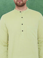 Even Apparels Men's Pure Cotton Green Kurta