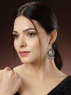 NVR Women's Silver-Plated German Silver Oxidised Chandbali Earrings - Distacart