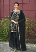 Joban Fashion Black Georgette Embroidered Sharara Set - Distacart