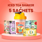 Bevzilla 5 Flavoured Iced Tea Sachets + Shaker - Distacart