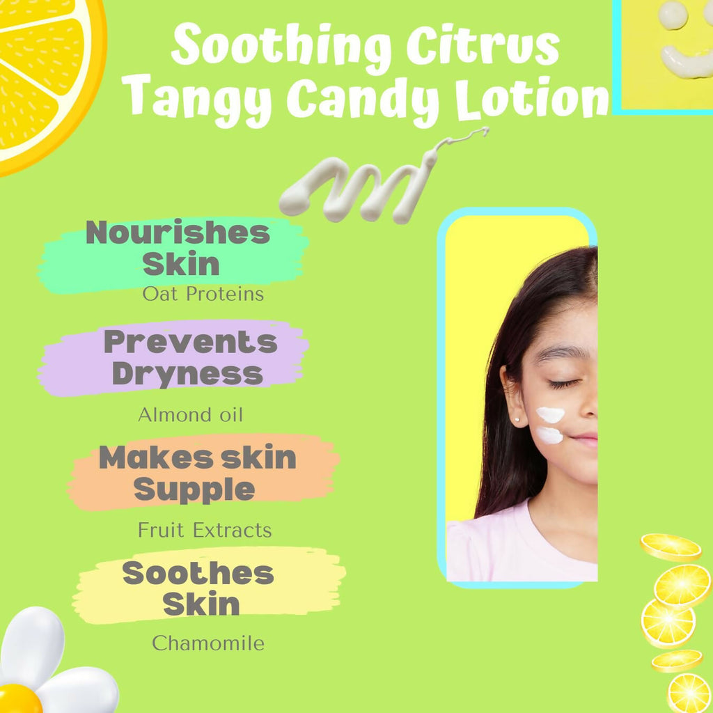 Puddles Organic Tangy Candy Lotion For Kids with Almond Oil, Kokum Butter & Natural Fruit Extracts for Happy Skin & Soften Dry Skin