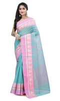 Exclusive Collection Sky Blue 100% Pure Cotton Tant Saree - Distacart