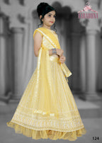 Wedding Designer Navy blue Net Kidswear Lahenga - Aaradhna