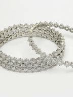 NVR Women's Set of 4 Silver-Plated CZ Stone-Studded Handcrafted Bangles - Distacart