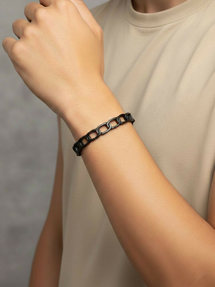NVR Men's Rhodium Plated Cuff Bracelet - Distacart