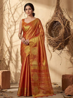 Shree Shyam Fashion Rust Tissue Silk Saree - Distacart