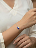NVR Women Evil Eye Silver Plated Link Bracelet - Distacart