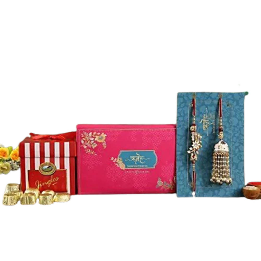 Ethnic Lumba Rakhi Set & Choco Swiss Jingles Box