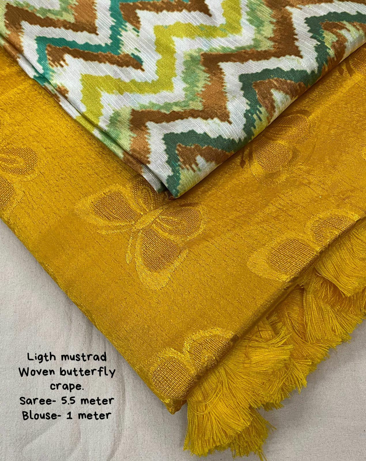 Mustard Silk Blend Ethnic Motifs Saree with Unstitched Blouse - Hiral Fashion