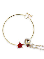 Gold-Plated White Red Kundan-Studded Pearl Beaded Nosepin - Ruby Raang - Distacart