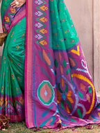 Shree Shyam Fashion Rama Green Pochampally Silk Saree - Distacart