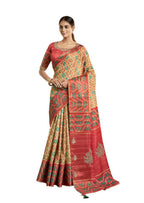 Beige Bhagalpuri Silk Woven design with Hand work butta Saree - Norita Nirvi