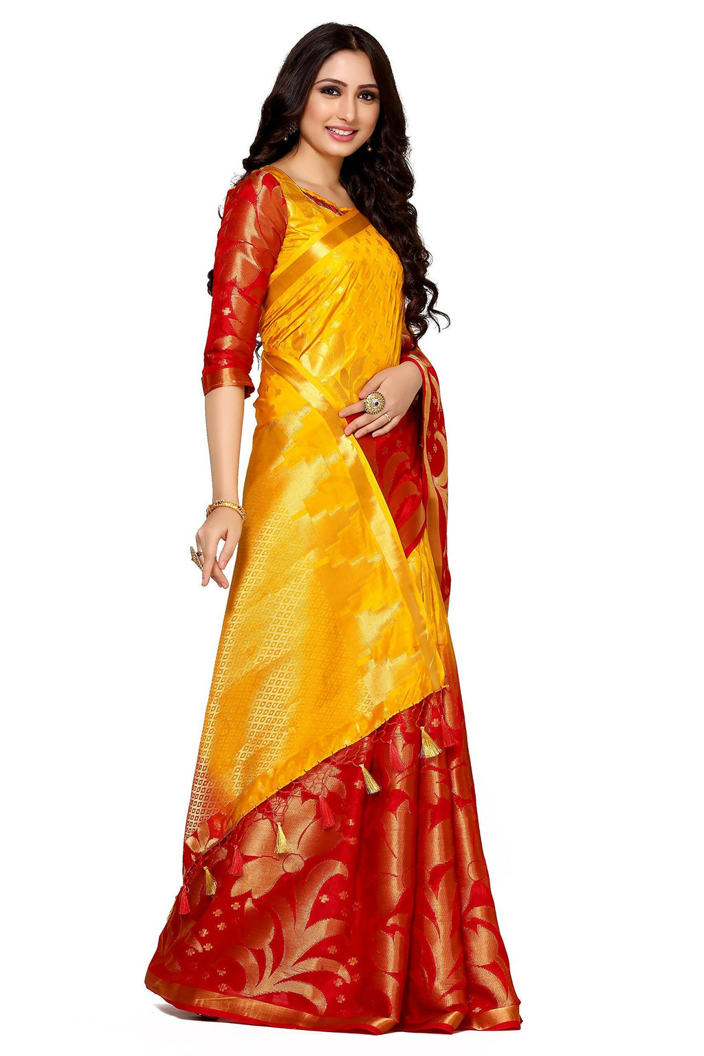 Mimosa Women's Multi Color Art Silk Kanjivaram Saree - Distacart