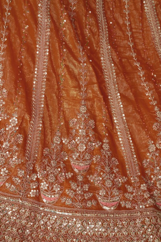 Kesar Fab Orange Jimmy Choo Hand_Woven Lehenga