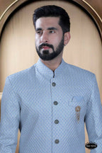 Joban Fashion Men's Blue Base Silk Kurta with Pyjama