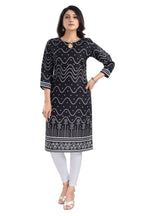 Snehal Creations Wonderful Black Designer Digital Print Cotton Slub Fabric Long Kurti Tunic - Distacart