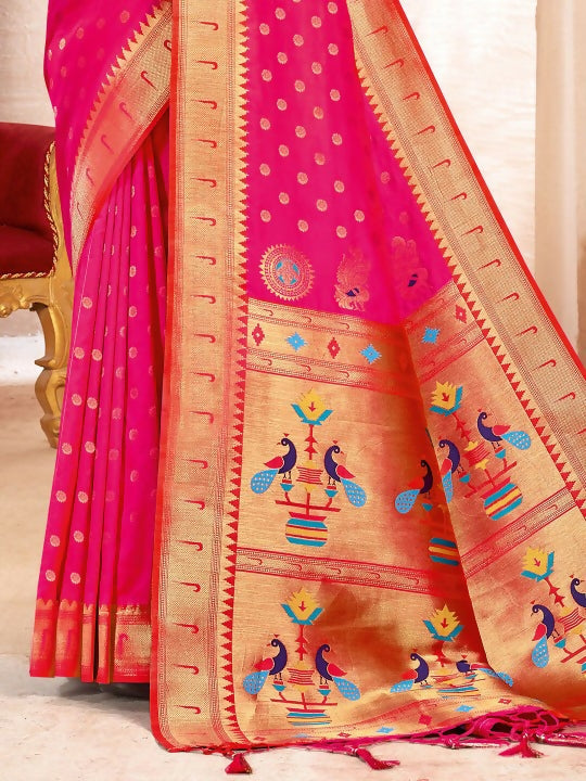 Shree Shyam Fashion Paithani Silk Magenta Saree - Distacart
