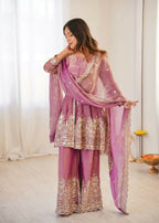Teeya Creation Pink Color Fendy Satin Silk Embroidery Work Party Wear Salwar Suit - Distacart