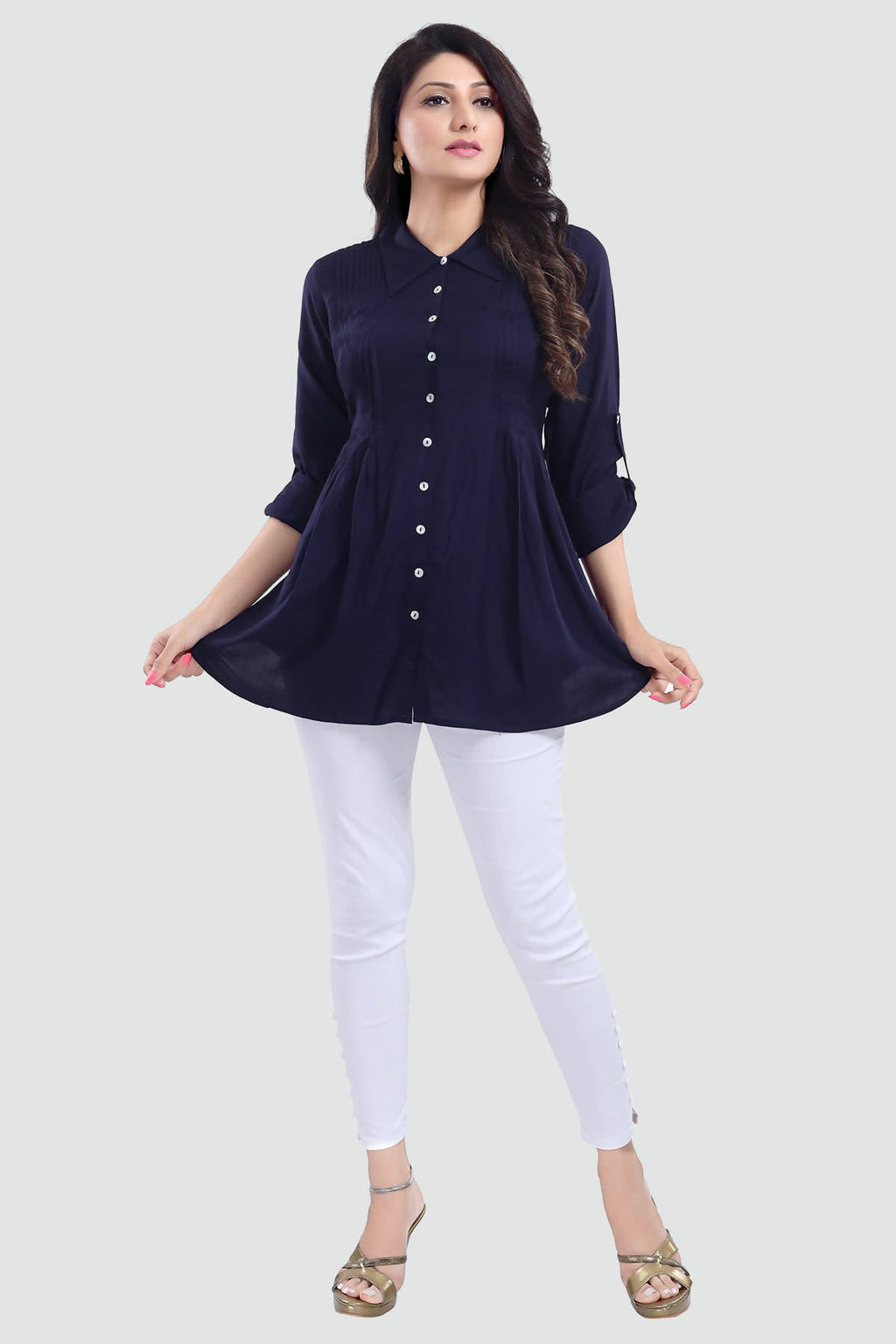 Snehal Creations Navy Blue Rayon Classy Tunic For Ultimate Look - Distacart