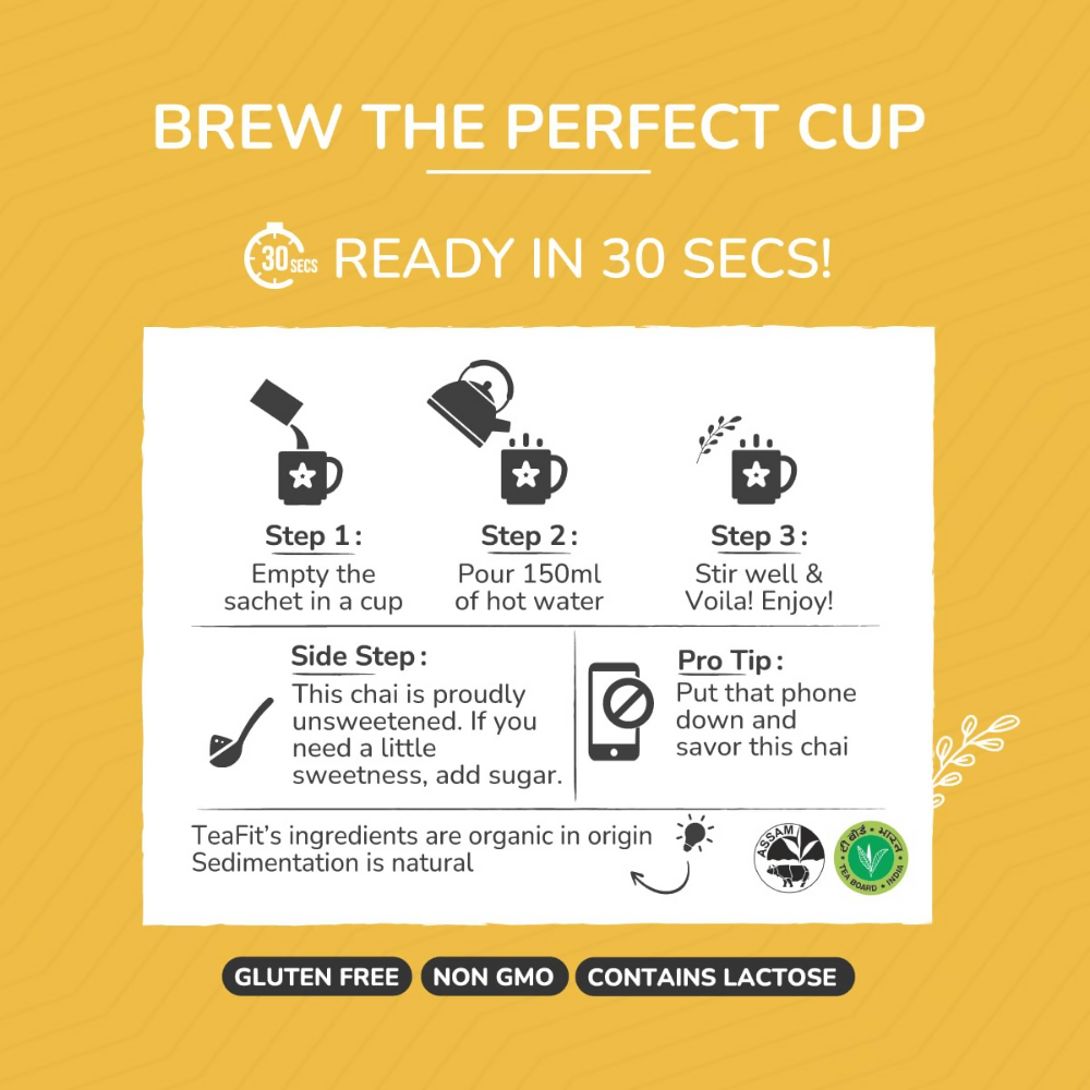 TeaFit Premium NO SUGAR Instant Saffron Tea Premix - Distacart