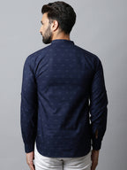 Even Apparels Navy blue Color Pure Cotton Men's Kurta With Band Collar (PRT1184) - Distacart
