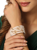 NVR Women Set of 2 Gold-Plated Traditional Pearls Beaded Bangles - Distacart