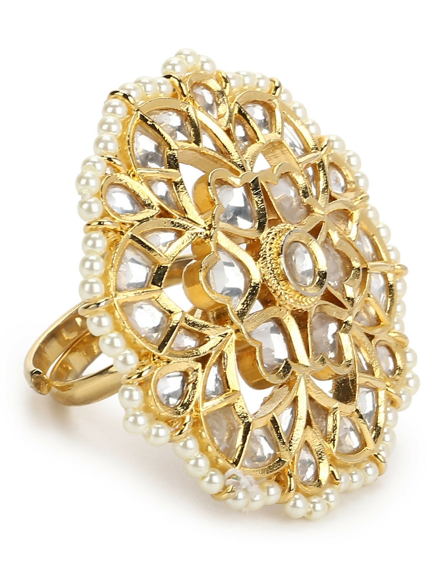 Oversized Kundan Ring- Ruby Raang