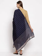 Myshka Women's Navy Blue Georgette Print Casual Dupatta