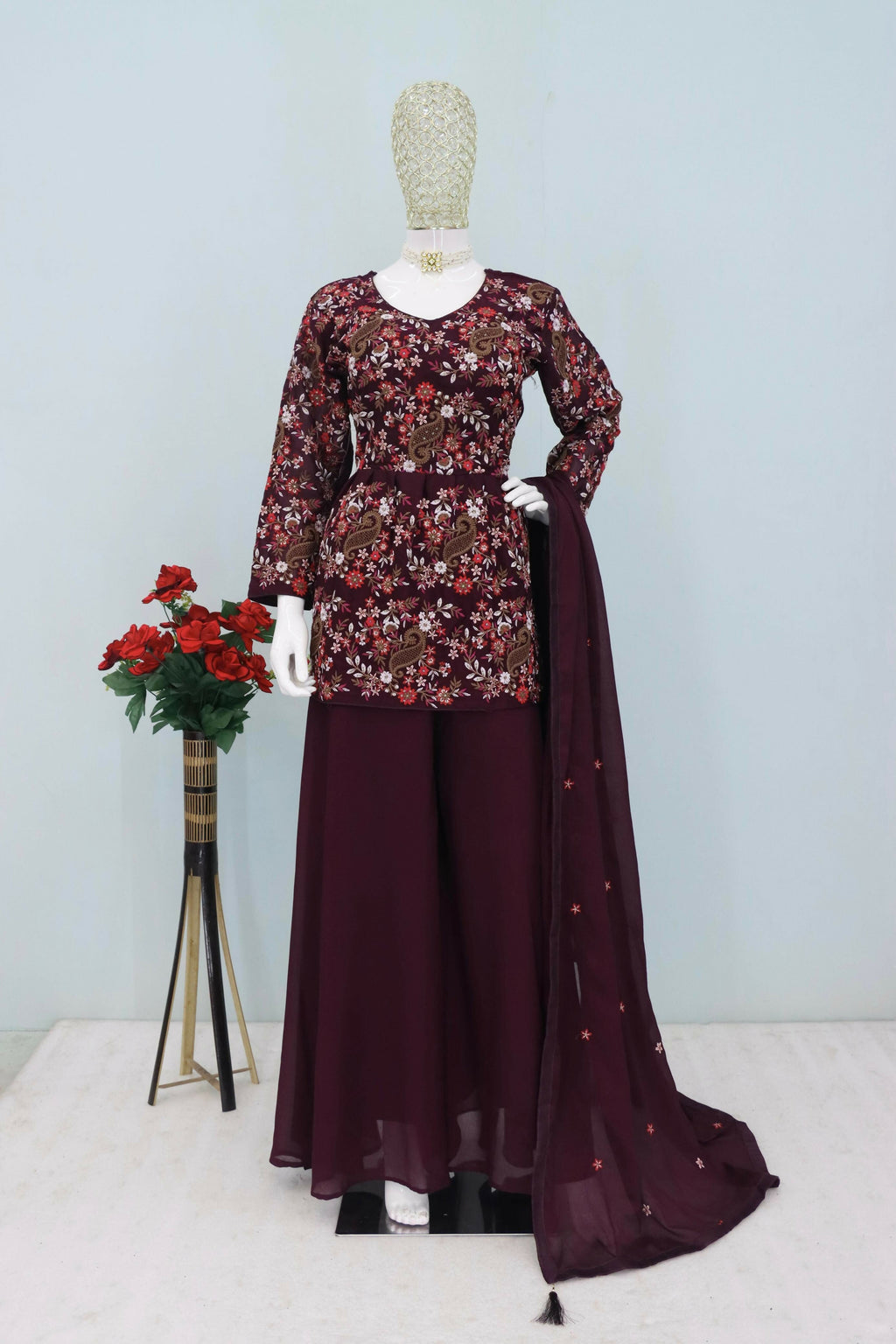 Anaita Purple Chiffon Embroidered With Sequins Work Salwar Suit - Distacart