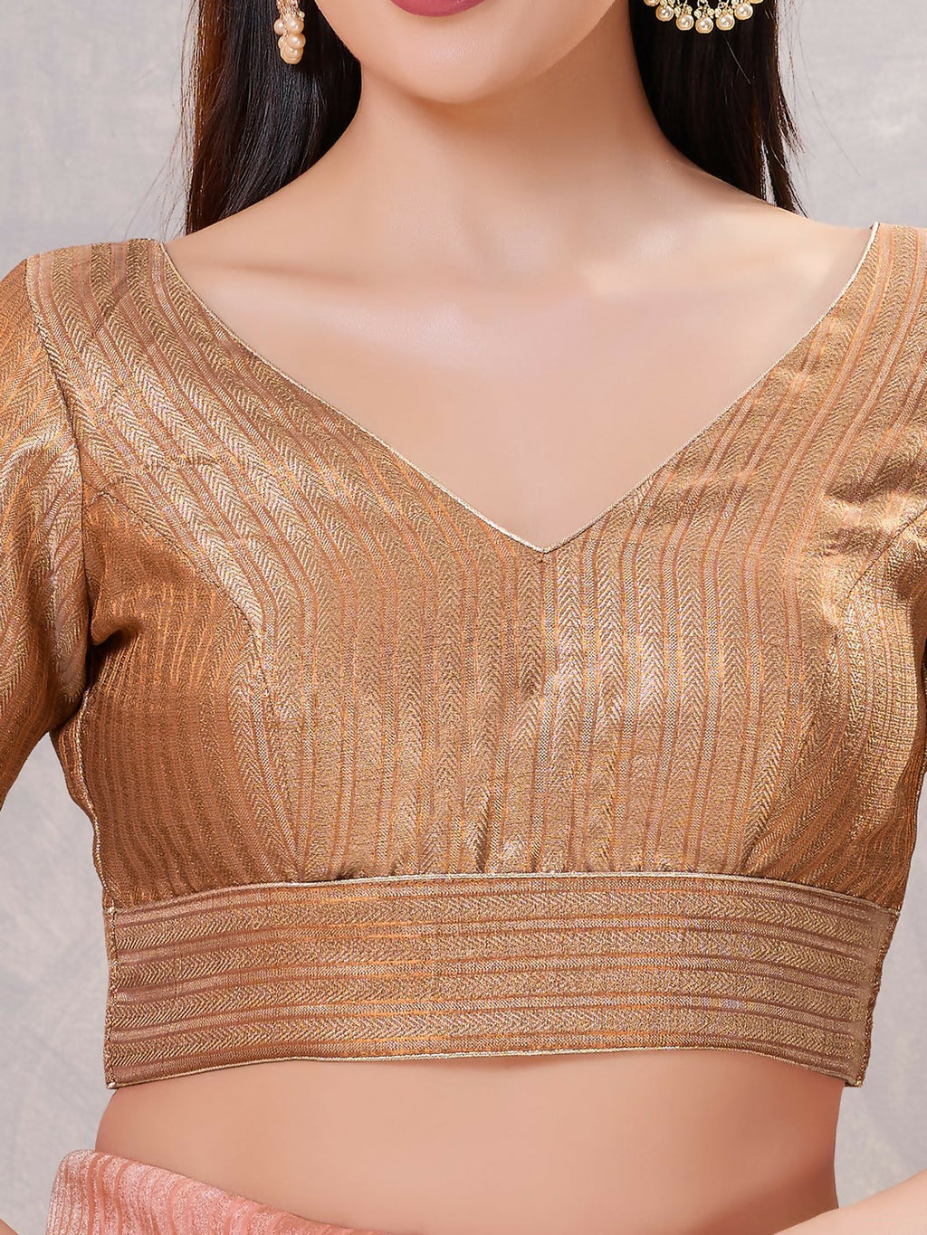 Joban Fashion Women Jacquard Copper Stitched Blouse