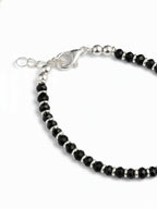 NVR Women Silver Plated Black Beaded Adjustable Bracelet - Distacart