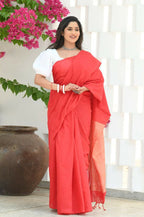 Beatitude Red Cotton Ghicha Pallu Saree