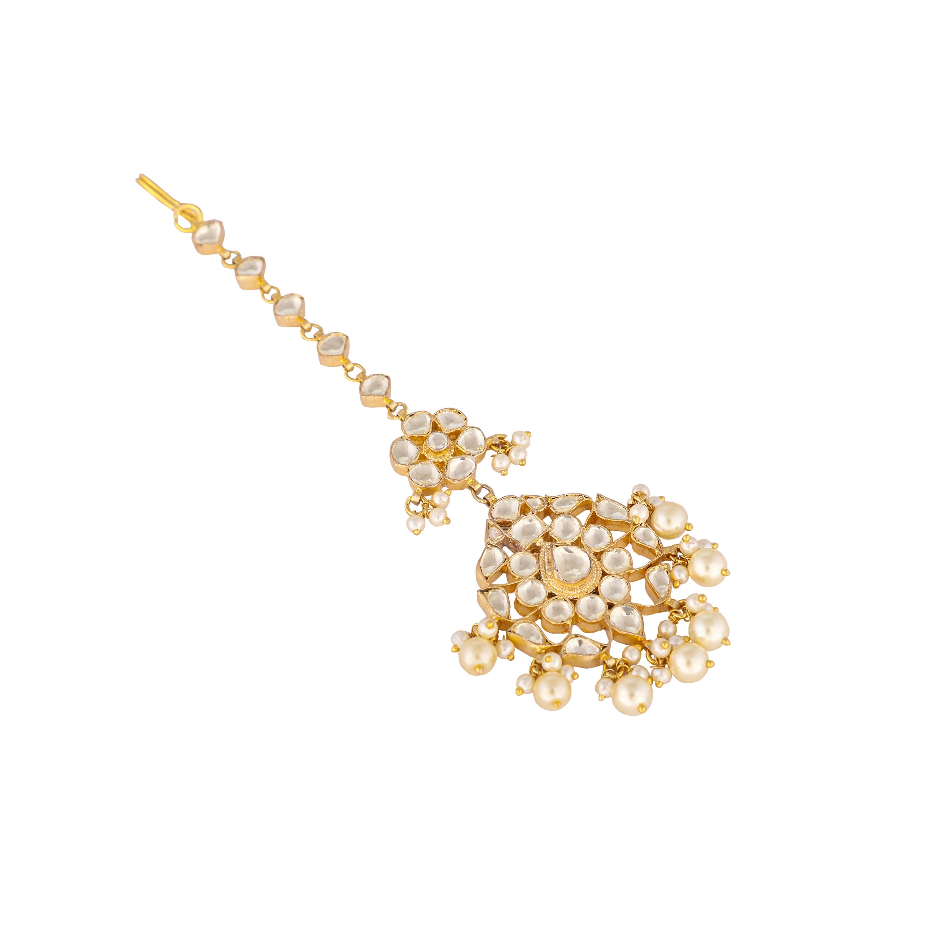 Nuyug 22K Gold-Plated Kundan Studded Maang Tikka Head Jewellery - Distacart