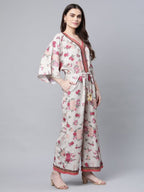 Ahalyaa Womens Beige Crepe Digital Floral Print Jumpsuit - Distacart