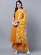 Myshka Women Yellow Panelled Kurta with Palazzos With Dupatta - Distacart