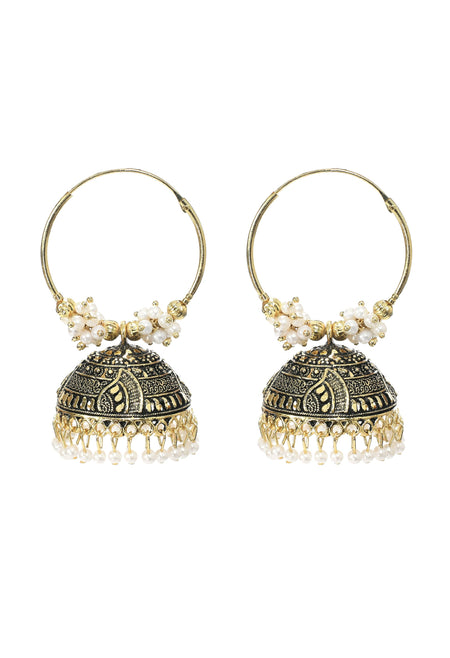 Mominos Fashion Johar Kamal Women's Latest Designer Golden Color Jhumkas
