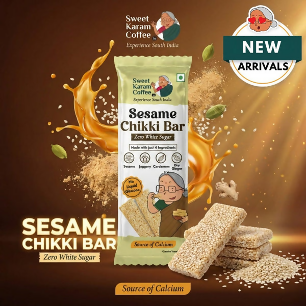Sweet Karam Coffee White Sesame Chikki Bar (Zero White Sugar) - Distacart