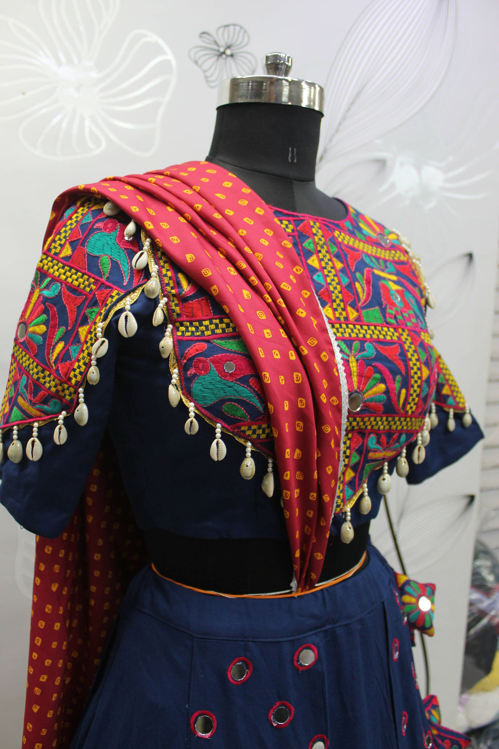Blue Viscose Rayon Thread Embroidered Navratri Lehenga Choli with Dupatta - Raas