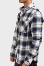 Xkind Men's Navy Blue Flannel Checks Regular Fit Shirt