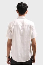 Xkind Off White Self Stripes Regular Fit Shirt