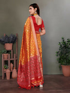 Joban Fashion Orange Plain Banarasi Silk Sarees