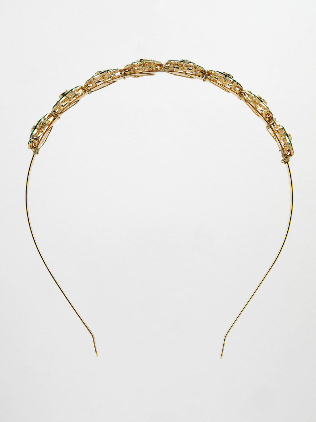 NVR Women's Gold-Polished Kundan Embellished Hairband