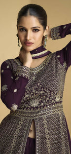 Vastranavya Purple Georgette Embroidered Sequins Work Anarkali Style A Line Suits